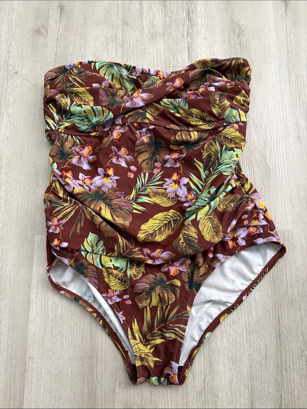 Shade & Shore Brown Floral Tropical One-Piece Swimsuit